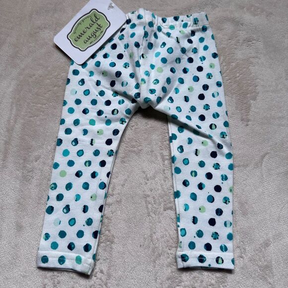 Emerald August Green Polka Dot Leggings Baby Girl 3-6 Months Pants New - Picture 7 of 7